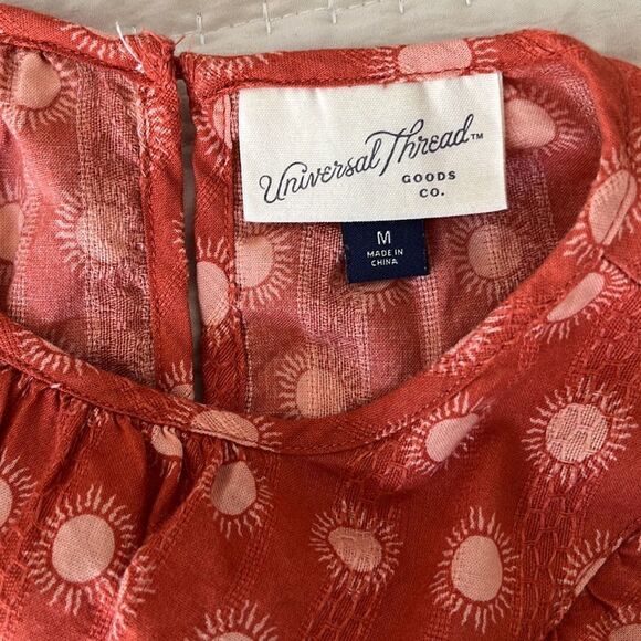 Universal Thread Boho Ruffle Orange Short Sleeve Top Size Medium - Picture 5 of 7